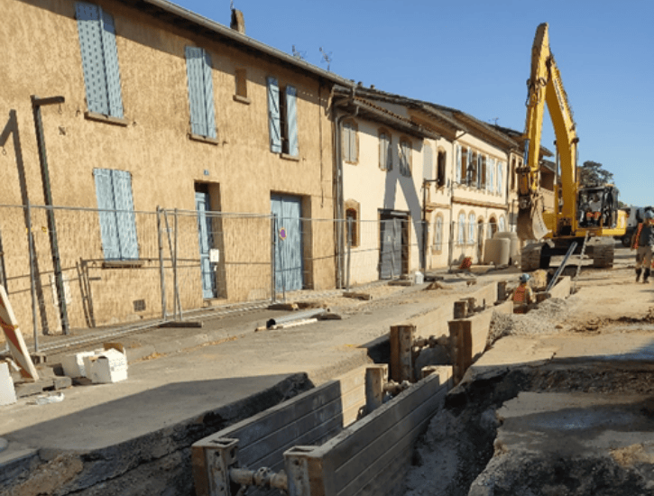 travaux pour réseau d'assainissement pour les eaux usées